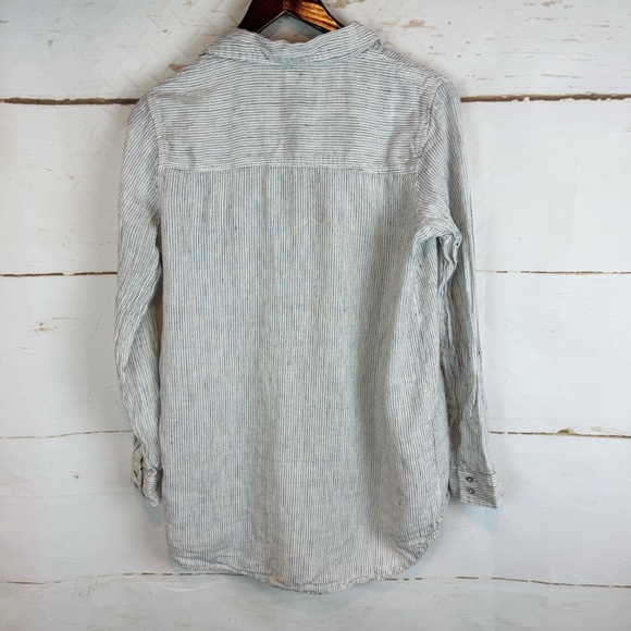 Tahari | 100% Linen Striped Button Down Shirt, S - Picture 8 of 8